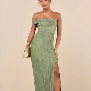 Lulu's Olive Off-Shoulder Maxi Dress